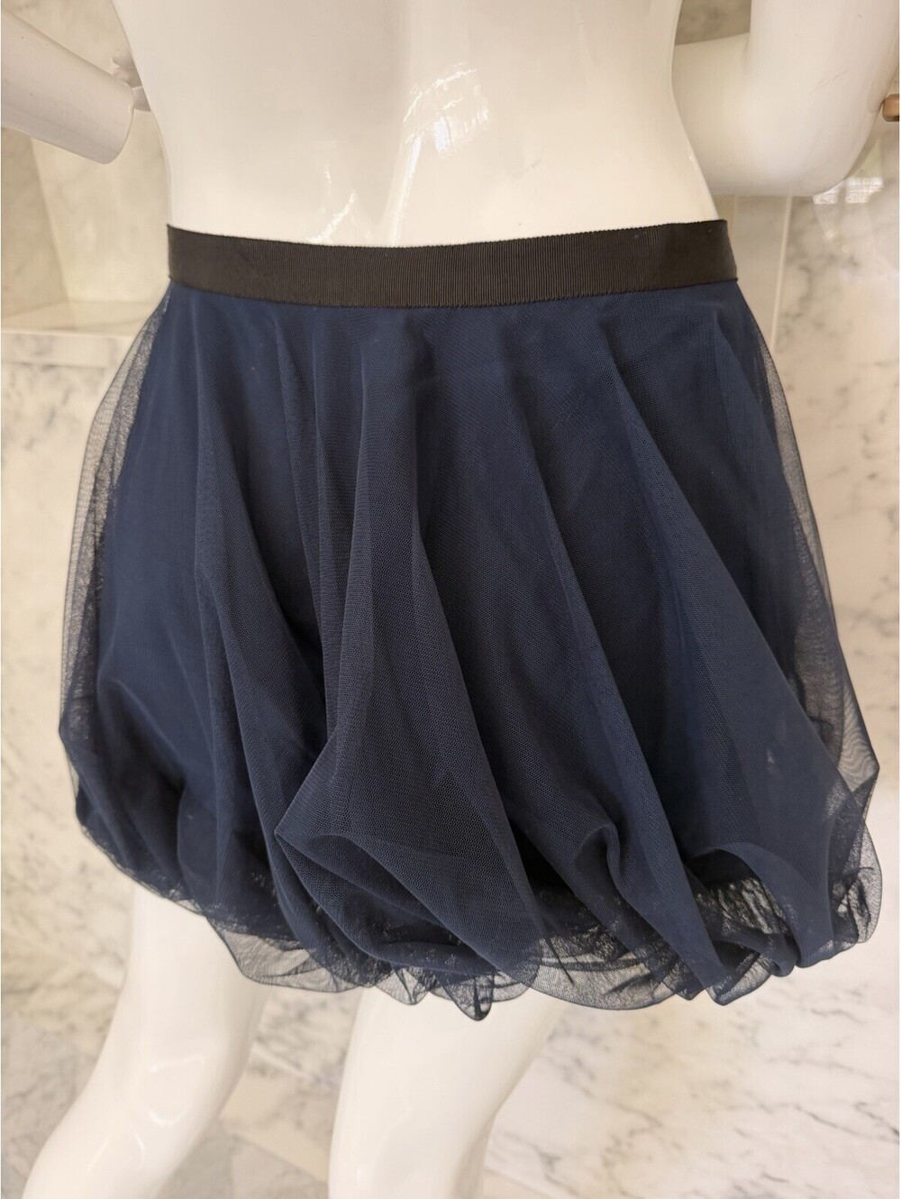 Haute Hippie Nude Twilight Navy Blue Tulle Bubble Mini Skirt Silk Size M NWT - Picture 5 of 9
